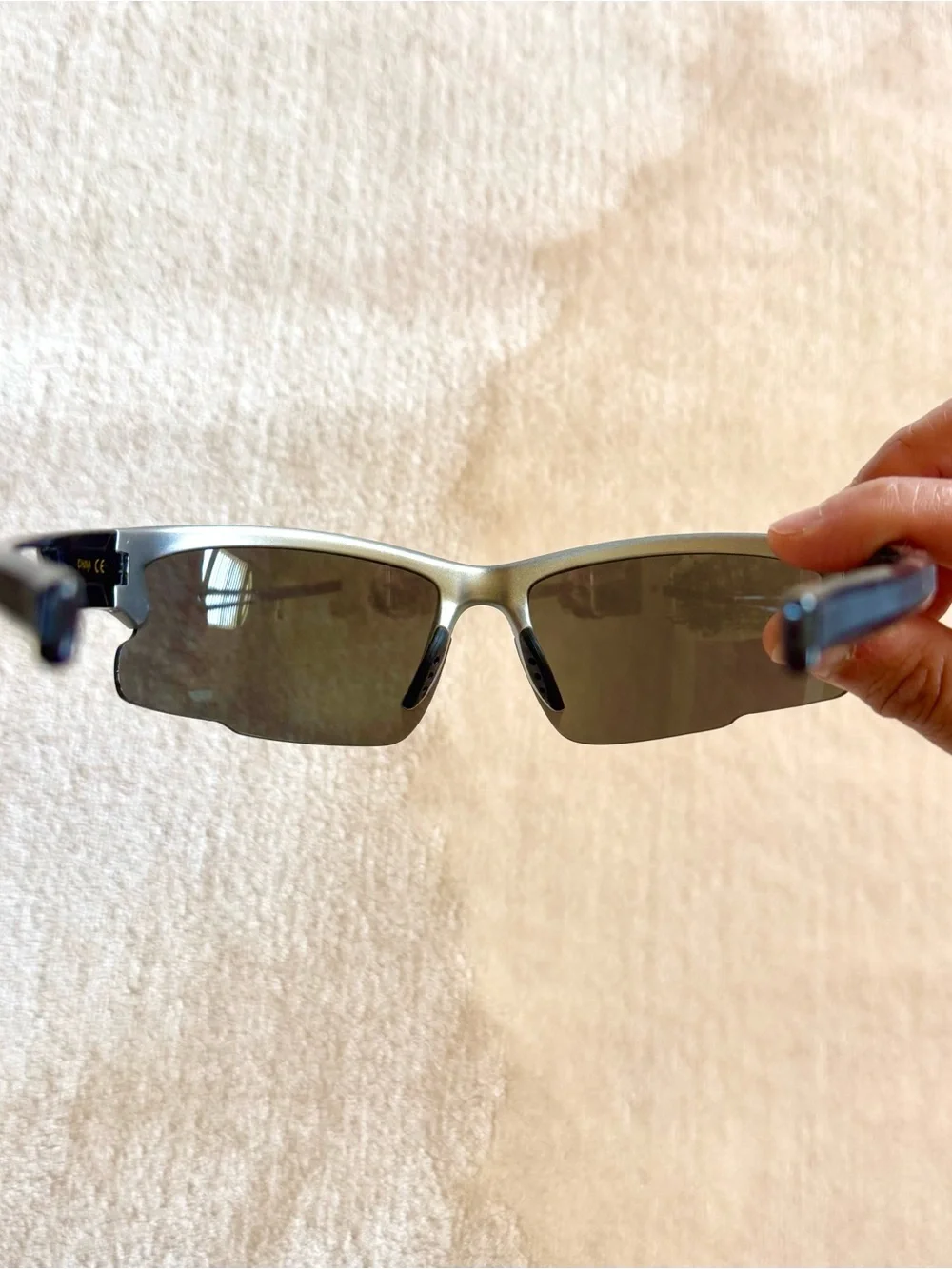 Vintage Y2K Sporty Silver Mirror Sports Sunglasses
